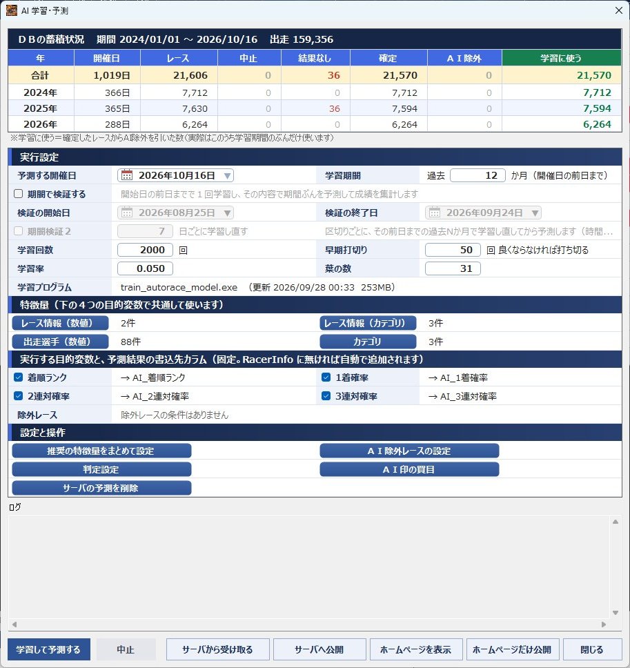 ＡＩ学習・予測画面（管理者）
